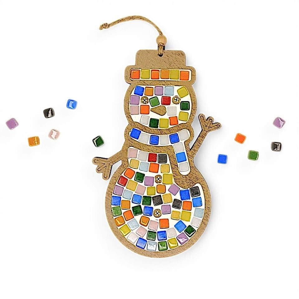 Kardan Adam Figürü - Yılbaşı Konsepti - Mia Ahşap Mozaik Seti- Çocuk Aktivite Seti - Standart Atölye