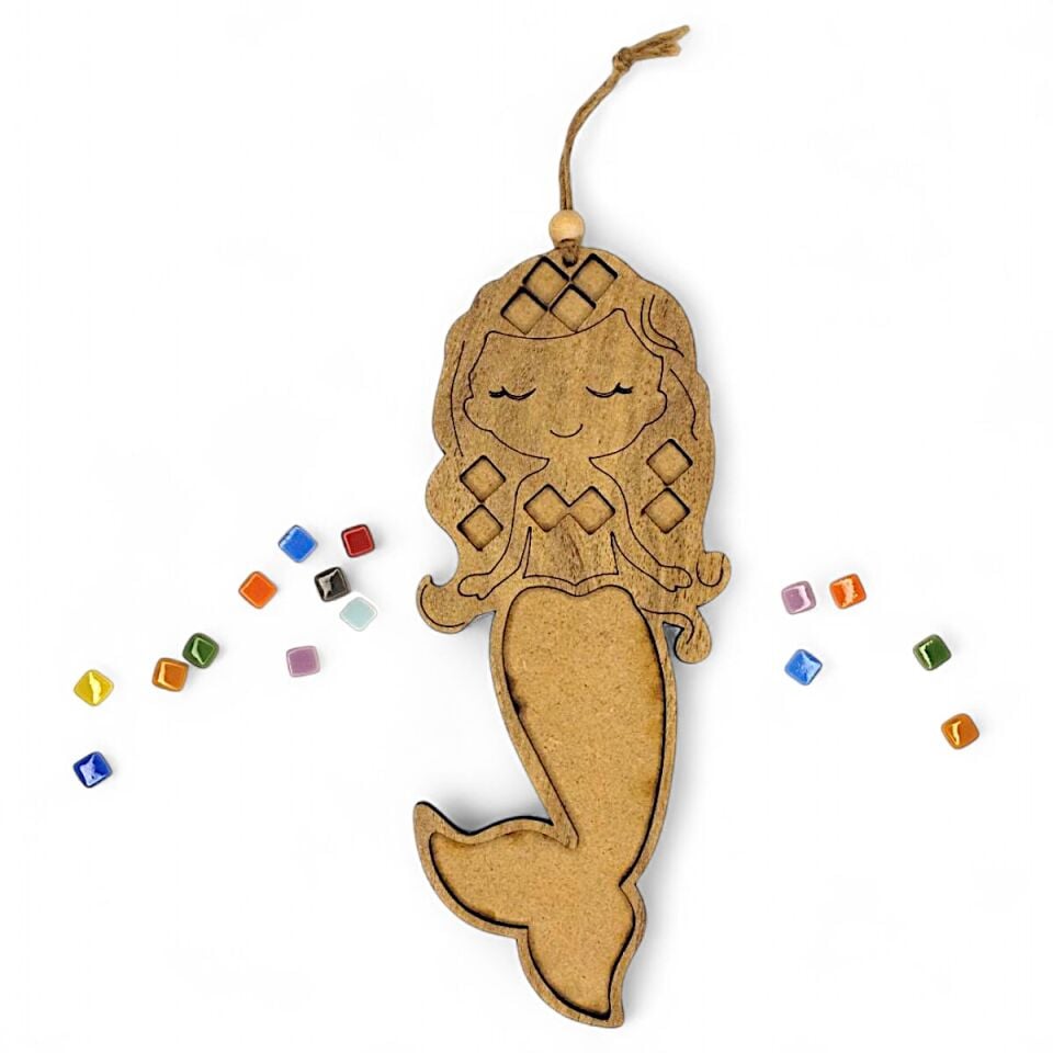 Deniz Kızı Figürü - Mia Ahşap Mozaik Seti- Çocuk Aktivite Seti - Standart Atölye