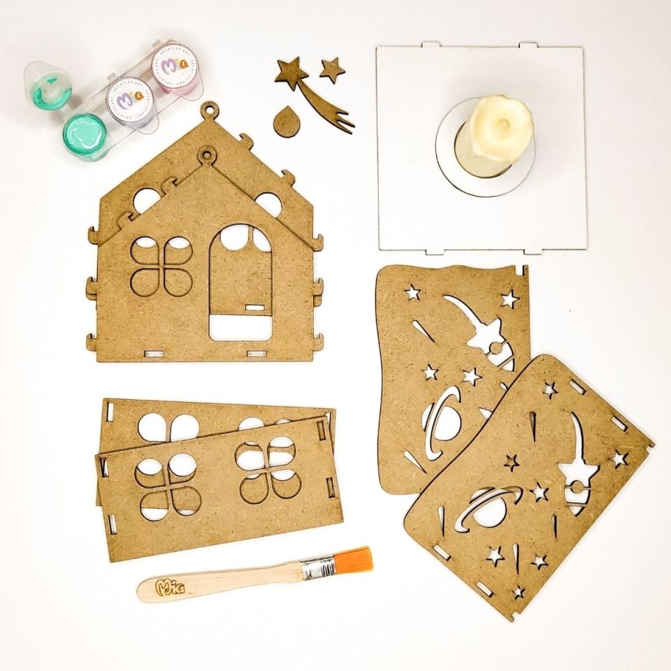 Uzay Temalı Gece Lambası - Çocuk DIY (Kendin Yap) Seti - Mia Creatve Art