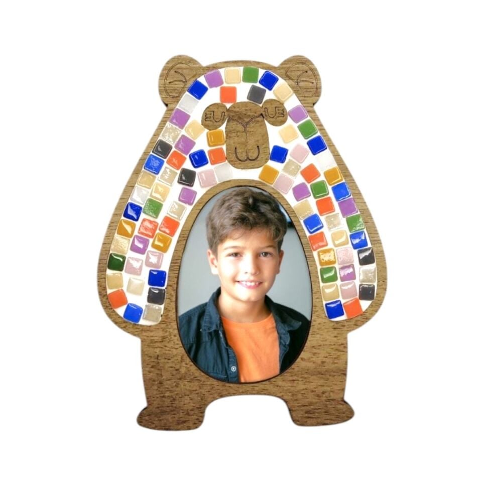 Ayı Figürü - Çerçeve - Mia Ahşap Mozaik Seti- Çocuk Aktivite Seti - Standart Atölye