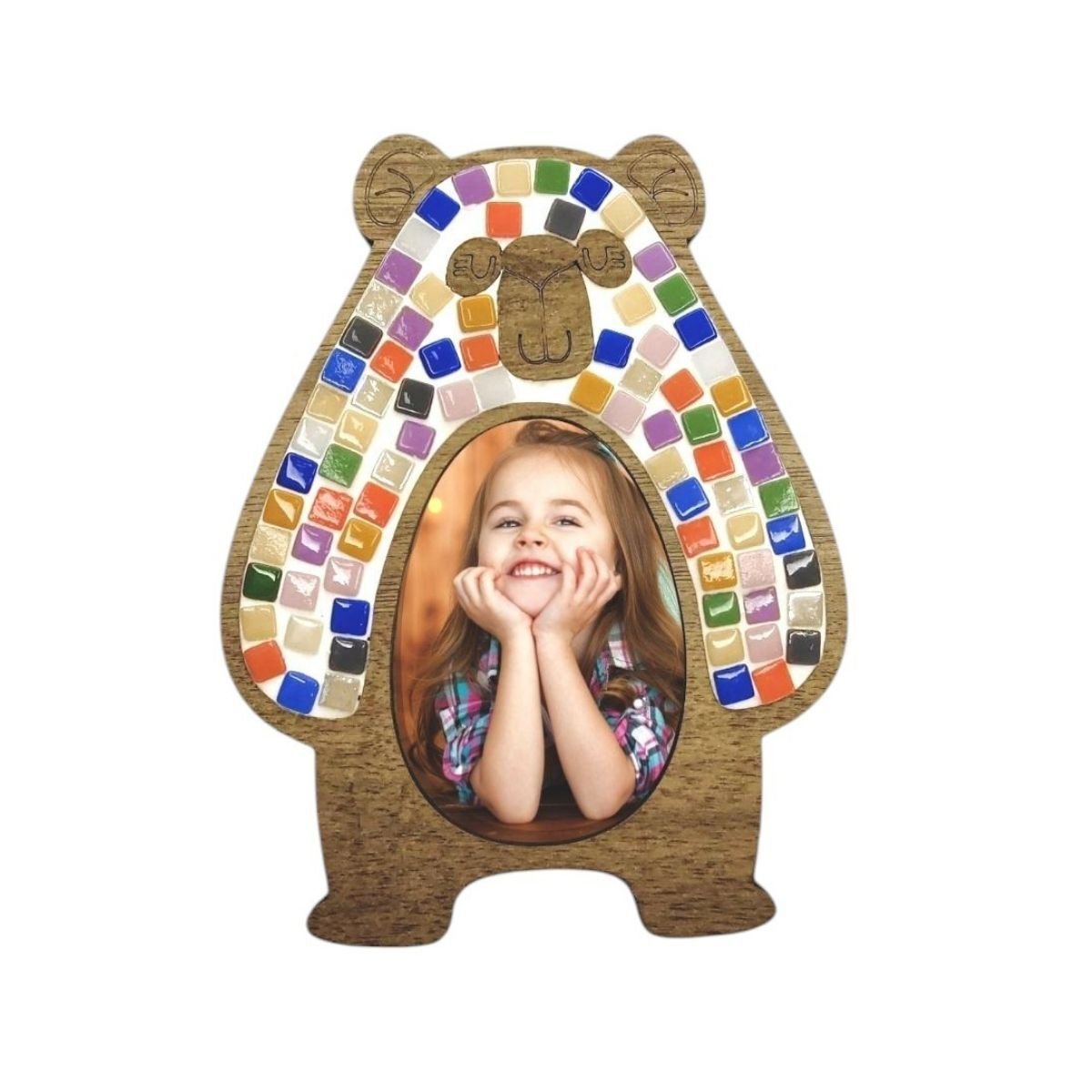 Ayı Figürü - Çerçeve - Mia Ahşap Mozaik Seti- Çocuk Aktivite Seti - Standart Atölye