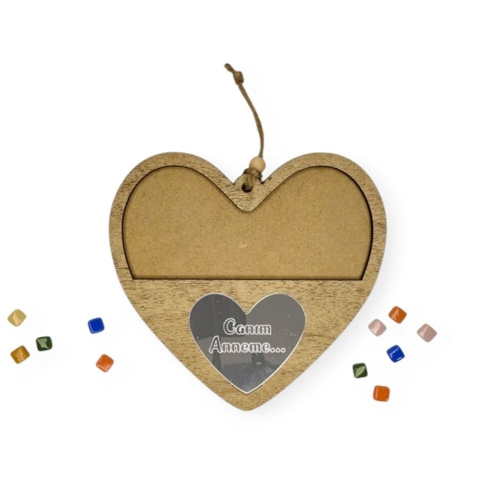 Kalp Figürü - Mia Ahşap Mozaik Seti- Çocuk Aktivite Seti - Standart Atölye