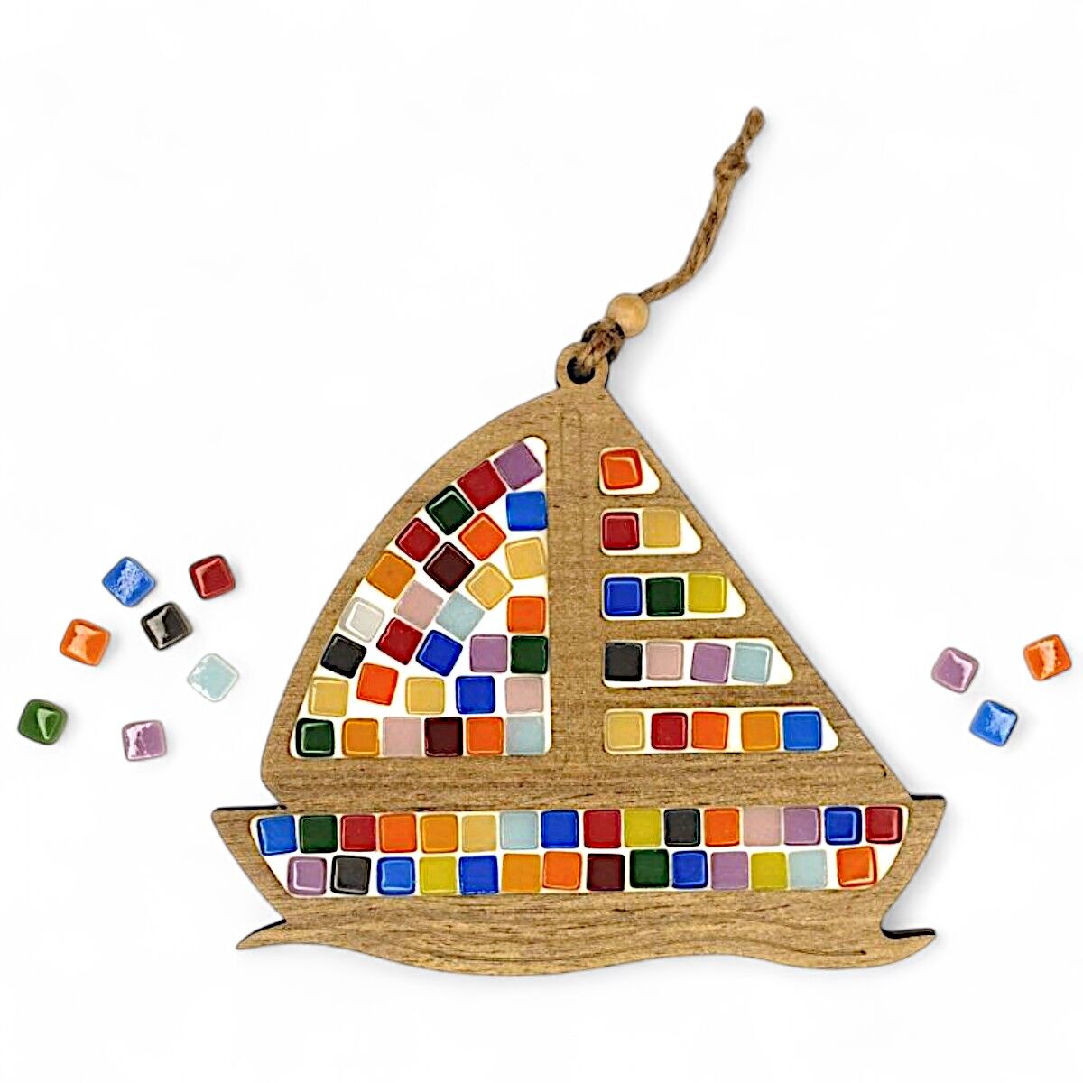 Yelkenli Figürü - Mia Ahşap Mozaik Seti- Çocuk Aktivite Seti - Standart Atölye