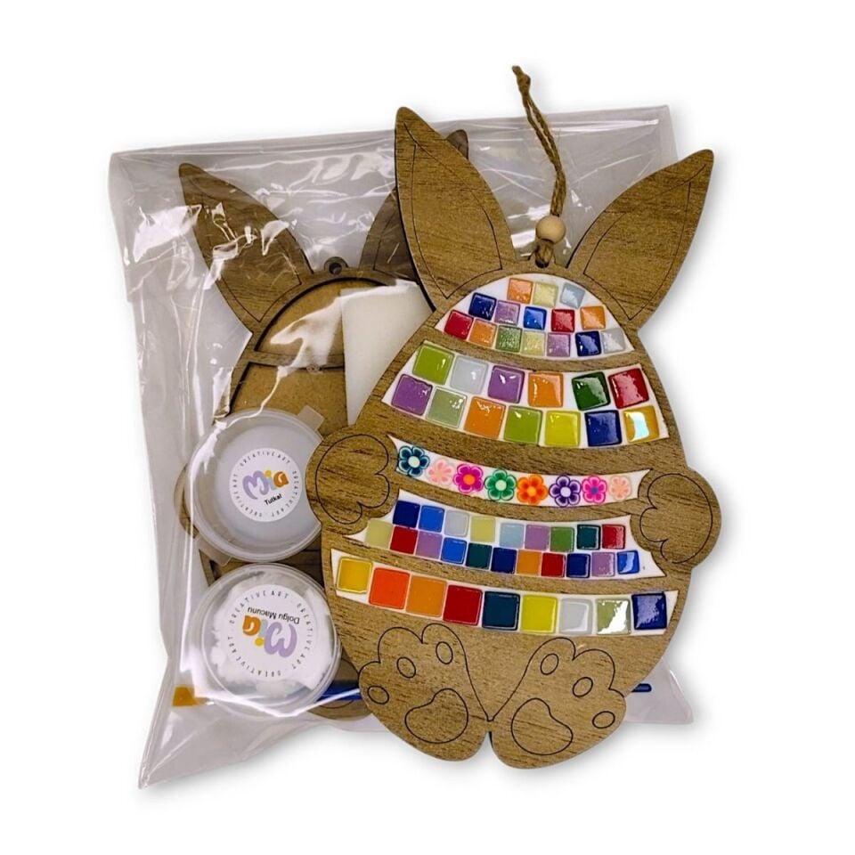 Tavşan Figürü - Paskalya - Mia Ahşap Mozaik Seti- Çocuk Aktivite Seti - Standart Atölye