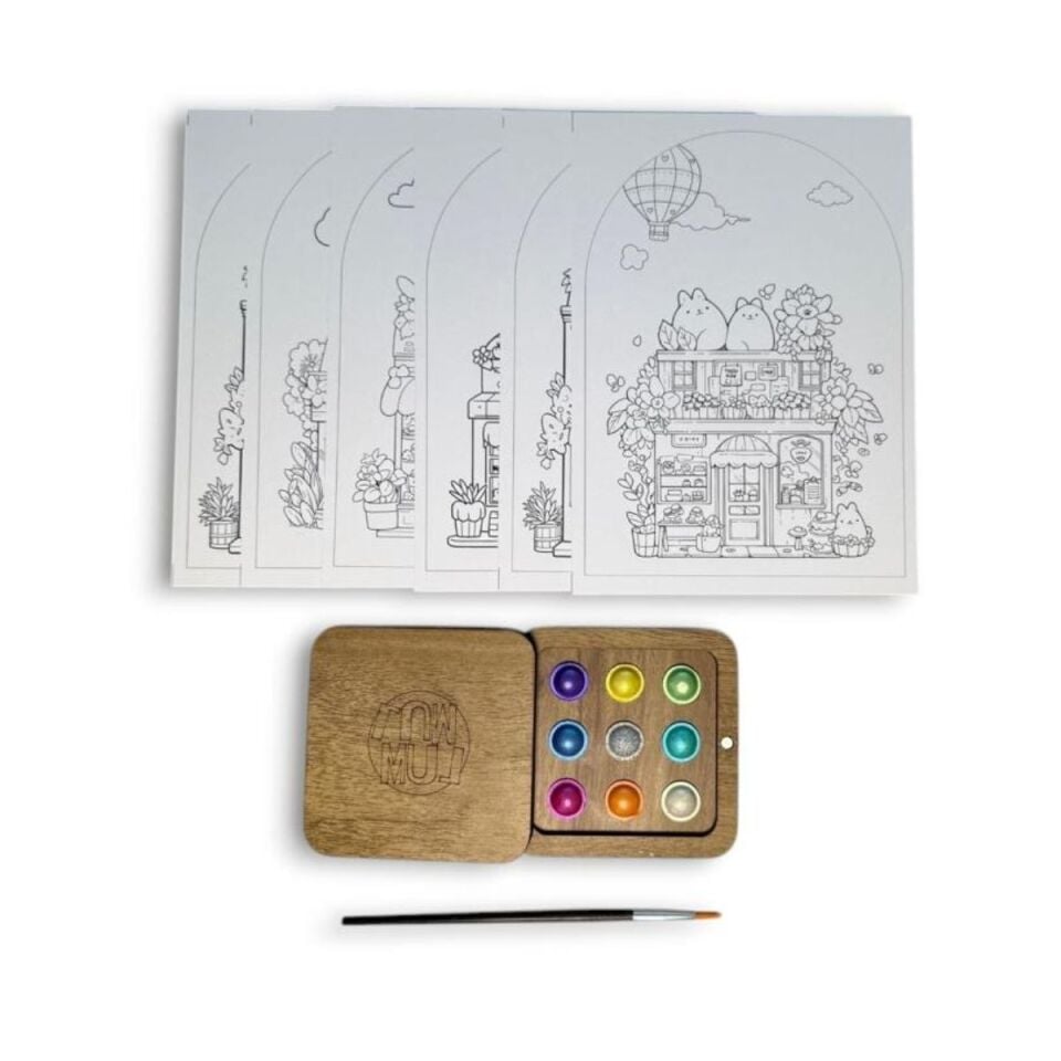 Işıltılı Hologram Sulu Boya Kart Postal Seti - 9 Renk - Rainbow Seti