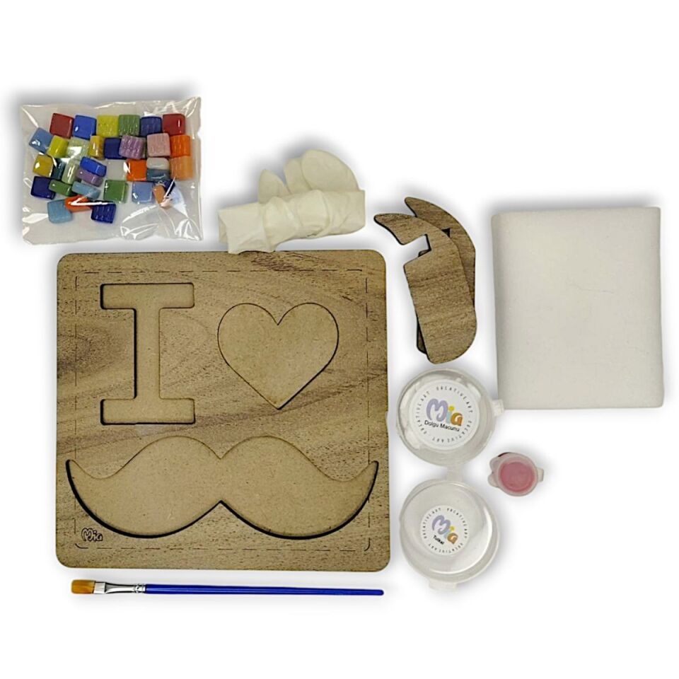 Canım Babam Figürü - Mia Ahşap Mozaik ve Boyama Seti- Çocuk Aktivite Seti - Standart Atölye