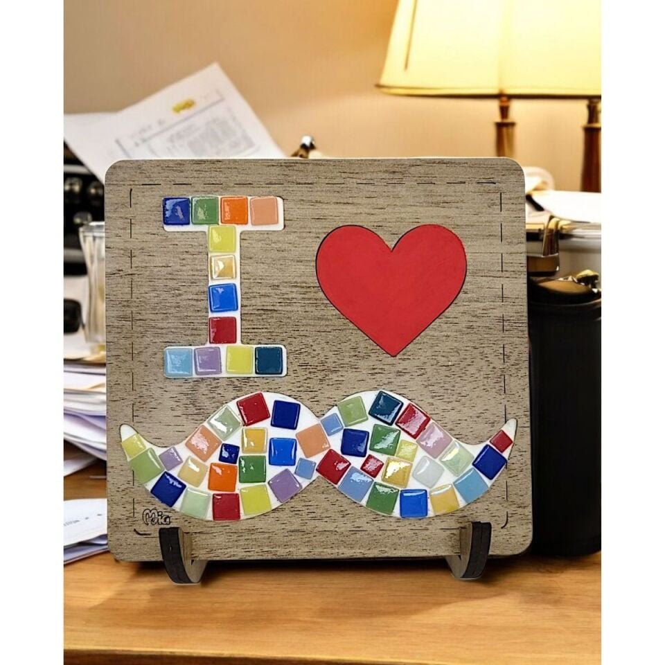 Canım Babam Figürü - Mia Ahşap Mozaik ve Boyama Seti- Çocuk Aktivite Seti - Standart Atölye