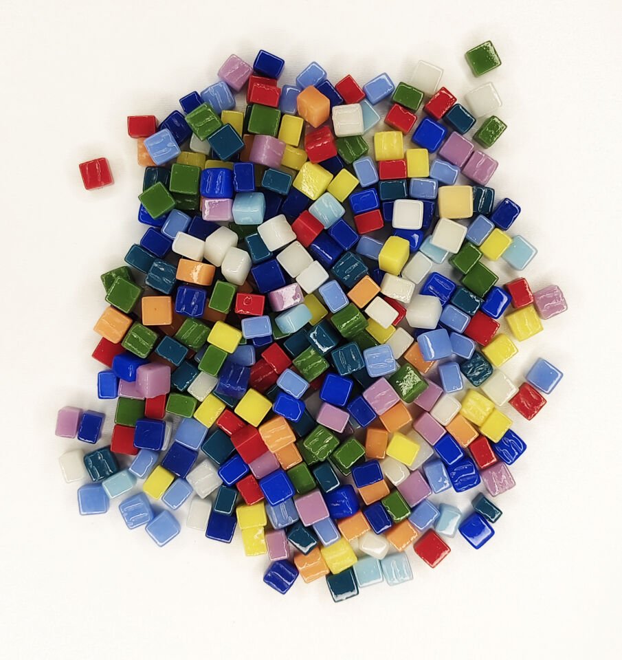 Karışık Renk - 8x8mm Cam Mozaik Taş - 1000gr