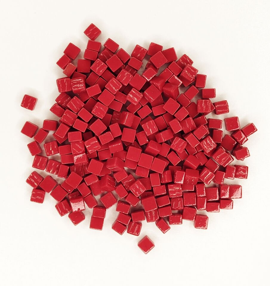 Bayrak Kırmızı - 8x8mm Cam Mozaik Taş - 1000gr