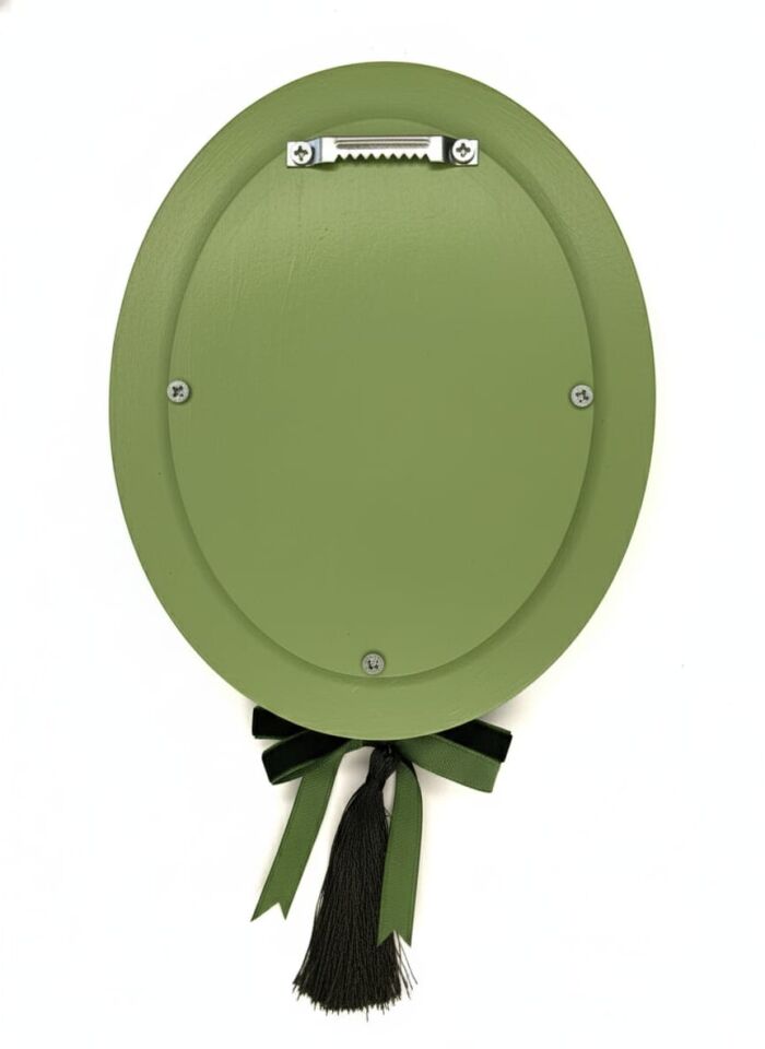 Pembe Çiçekli Şapkalı Ördek Temalı El Yapımı Dekoratif Tablo - Yeşil Kurdele Detaylı