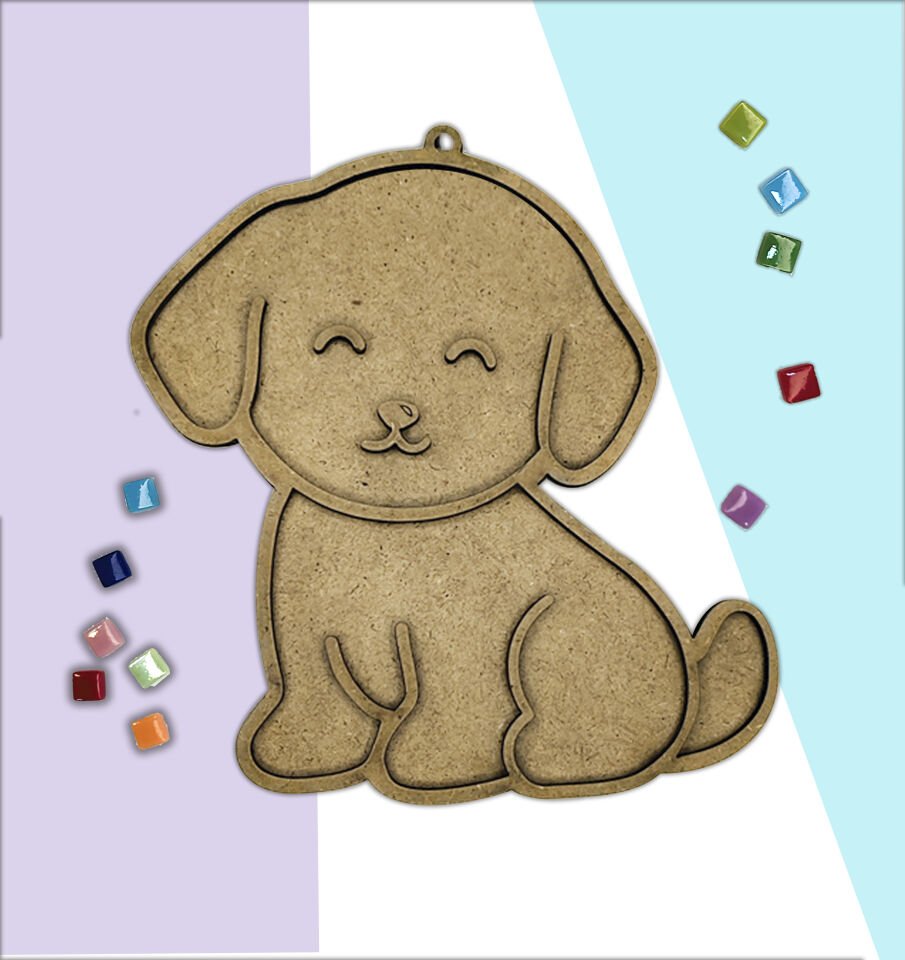 Sevimli Köpek Mozaik Sanat Seti- Ahşap Figürlü Sanatsal Mozaik Çocuk Etkinlik Seti-Kendin Yap Seti