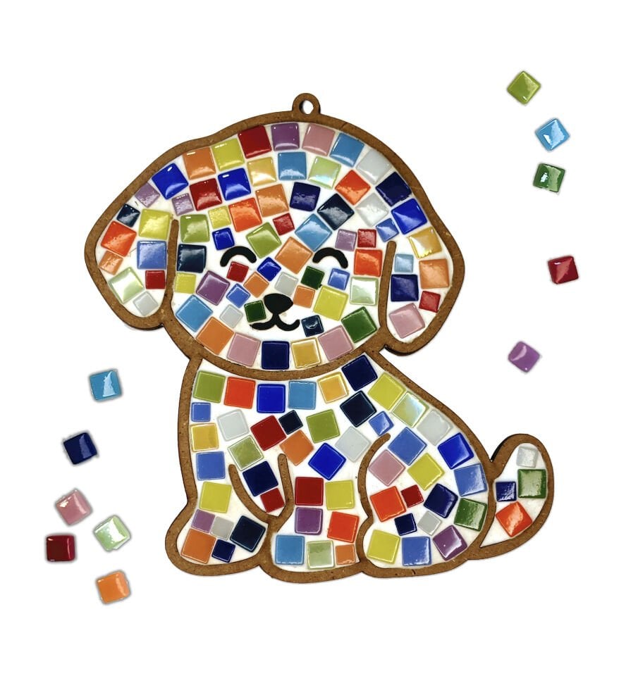 Sevimli Köpek Mozaik Sanat Seti- Ahşap Figürlü Sanatsal Mozaik Çocuk Etkinlik Seti-Kendin Yap Seti