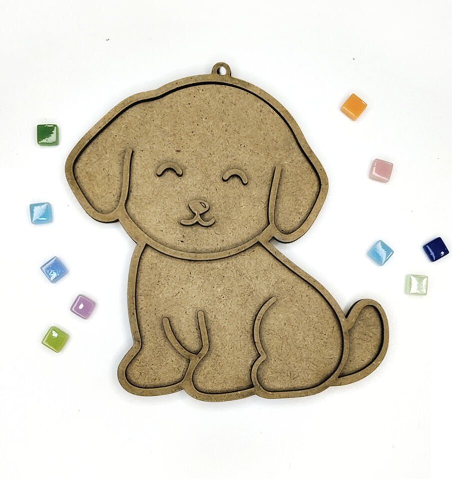 Sevimli Köpek Mozaik Sanat Seti- Ahşap Figürlü Sanatsal Mozaik Çocuk Etkinlik Seti-Kendin Yap Seti