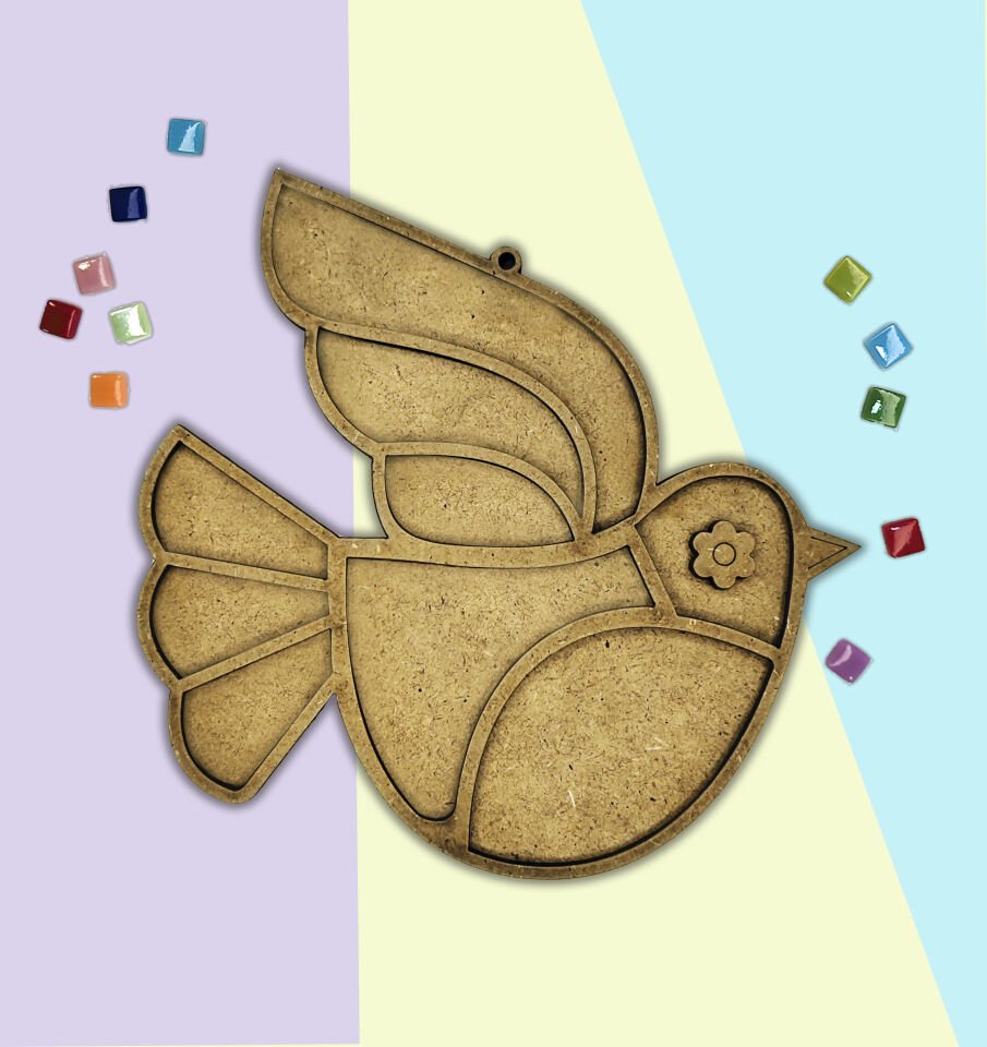 Güvercin Mozaik Sanat Seti- Ahşap Figürlü Sanatsal Mozaik Çocuk Etkinlik Seti-Kendin Yap Seti