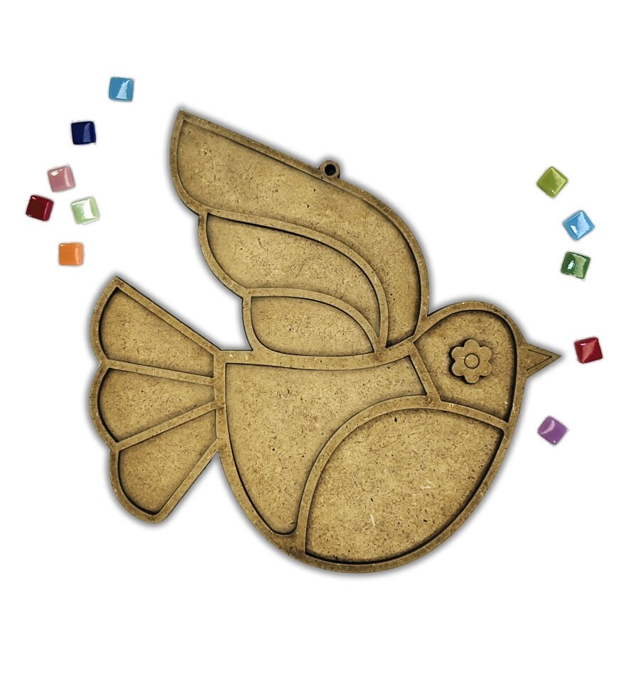 Güvercin Mozaik Sanat Seti- Ahşap Figürlü Sanatsal Mozaik Çocuk Etkinlik Seti-Kendin Yap Seti