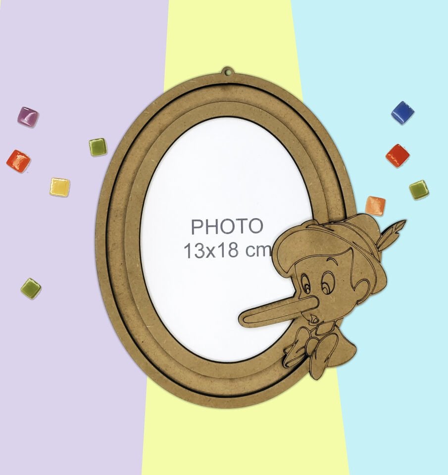 3'ü 1 Arada Çocuk Etkinlik Seti: Ahşap Çerçeve, Pinokyo Boyama ve Mozaik - Çocuk DIY Etkinlik Seti