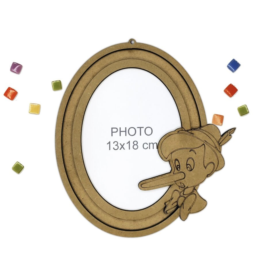 3'ü 1 Arada Çocuk Etkinlik Seti: Ahşap Çerçeve, Pinokyo Boyama ve Mozaik - Çocuk DIY Etkinlik Seti