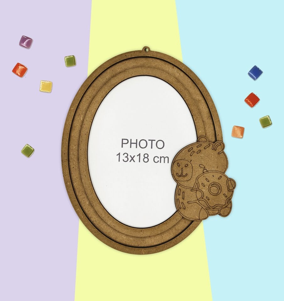 3'ü 1 Arada Çocuk Etkinlik Seti: Ahşap Çerçeve, Kapibara Boyama ve Mozaik - Çocuk DIY Etkinlik Seti