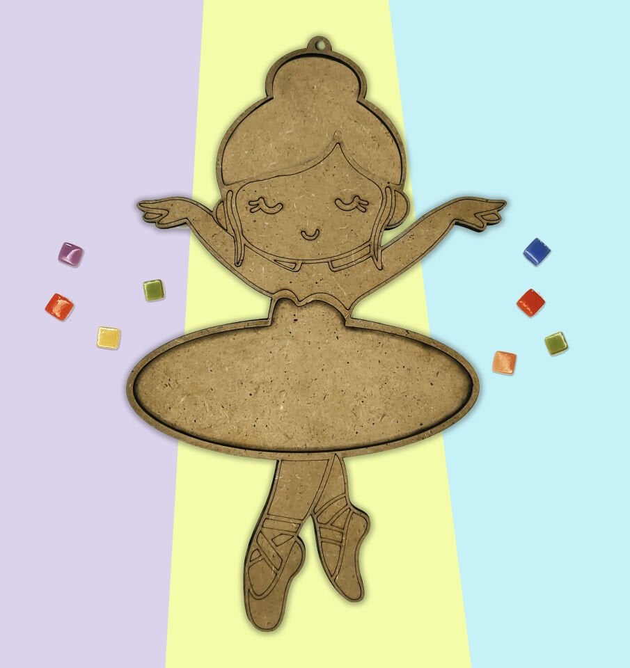 Balerin Mozaik ve Boyama Çocuk Etkinlik Seti - 2'si 1 arada Mozaik ve Boyama Çocuk DIY Etkinlik Seti