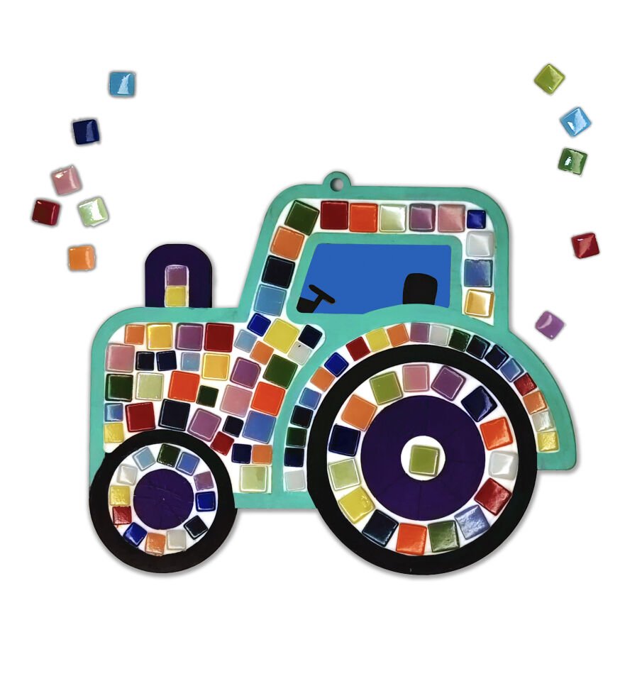 Traktör Mozaik ve Boyama Çocuk Etkinlik Seti-2'si 1 arada Mozaik ve Boyama Çocuk DIY Etkinlik Seti