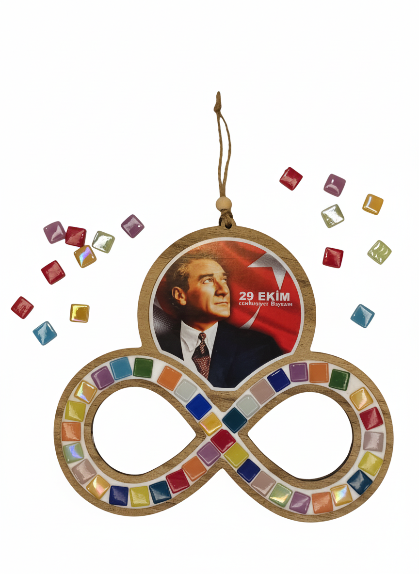 29 Ekim Atatürk Resimli Mozaik Sanat Seti- Ahşap Figürlü Sanatsal Mozaik Çocuk Etkinlik Seti-Kendin Yap Seti(Kopya)