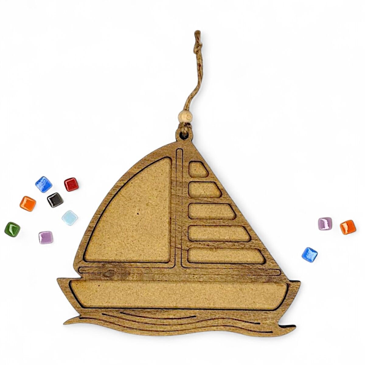 Yelkenli Figürü-Ahşap Görünümlü Özel Kaplamalı Kolay Silinen Ahşap Baz (Ham MDF Değil)