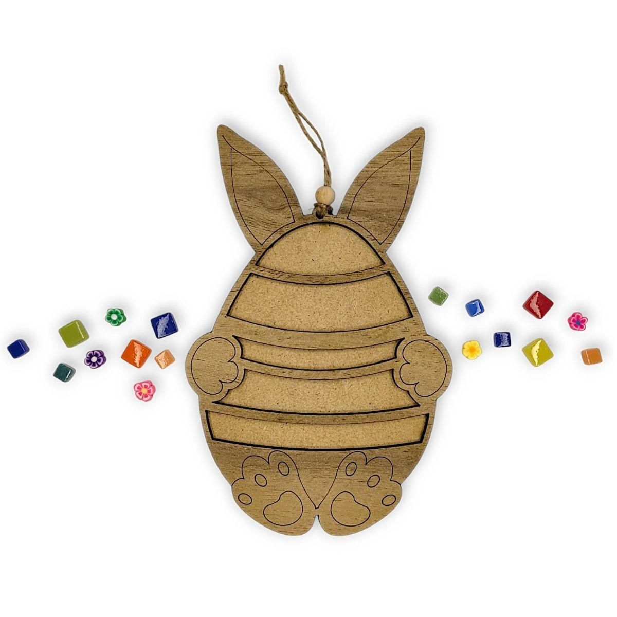 Tavşan Figürü-Ahşap Görünümlü Özel Kaplamalı Kolay Silinen Ahşap Baz (Ham MDF Değil)