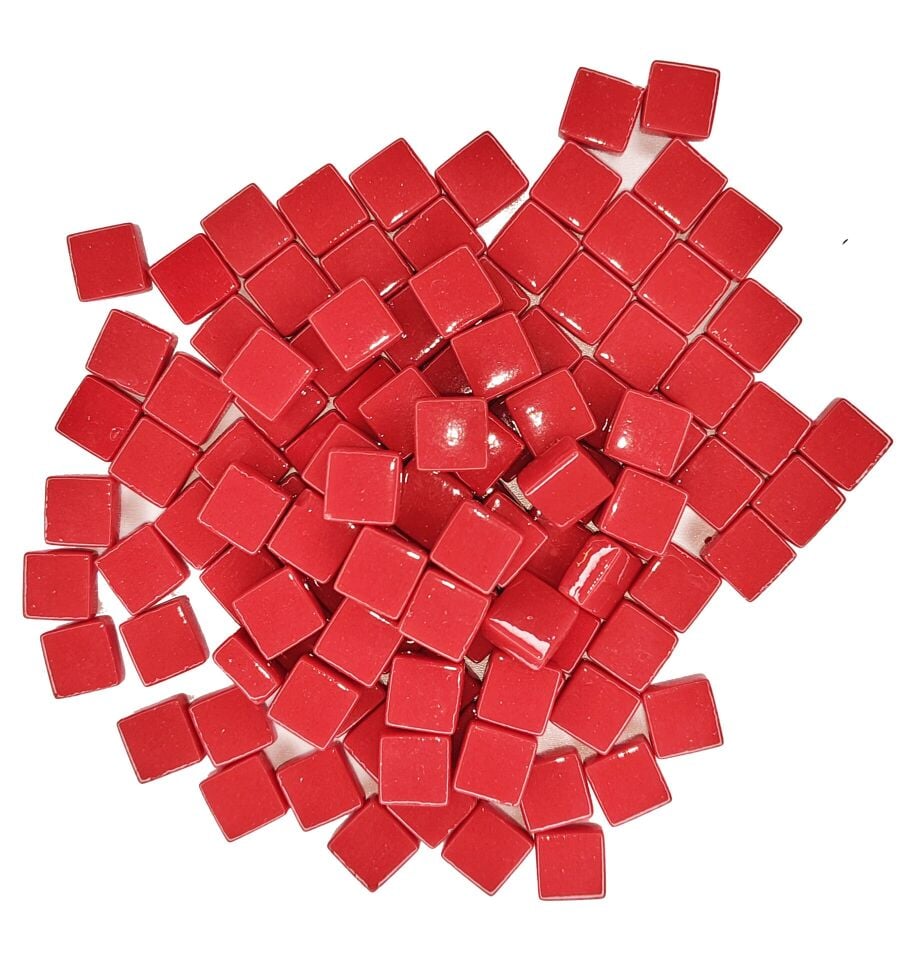 Bayrak Kırmızı - 12x12mm Cam Mozaik Taş - 200gr