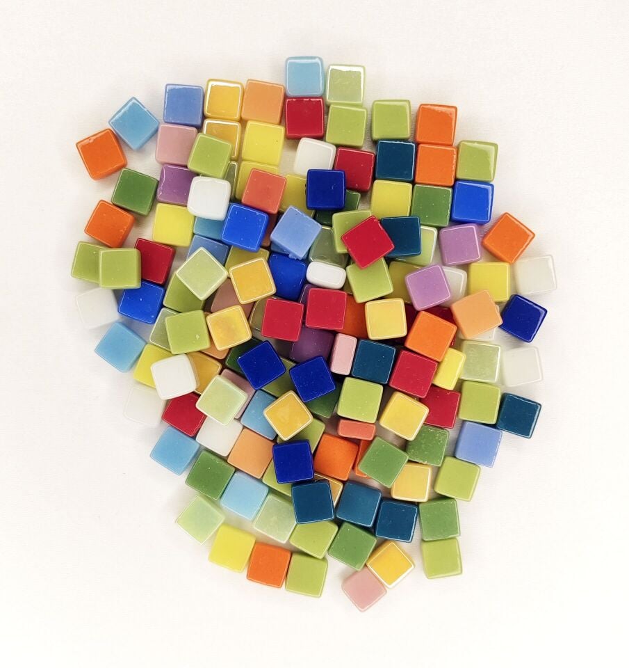 Karışık Renk - 12x12mm Cam Mozaik Taş - 200gr