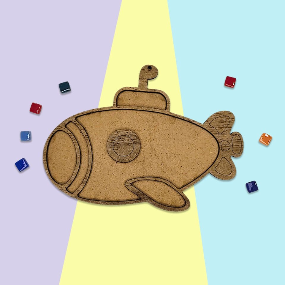 Denizaltı Mozaik Sanat Seti- Ahşap Figürlü Sanatsal Mozaik Çocuk Etkinlik Seti-Kendin Yap Seti