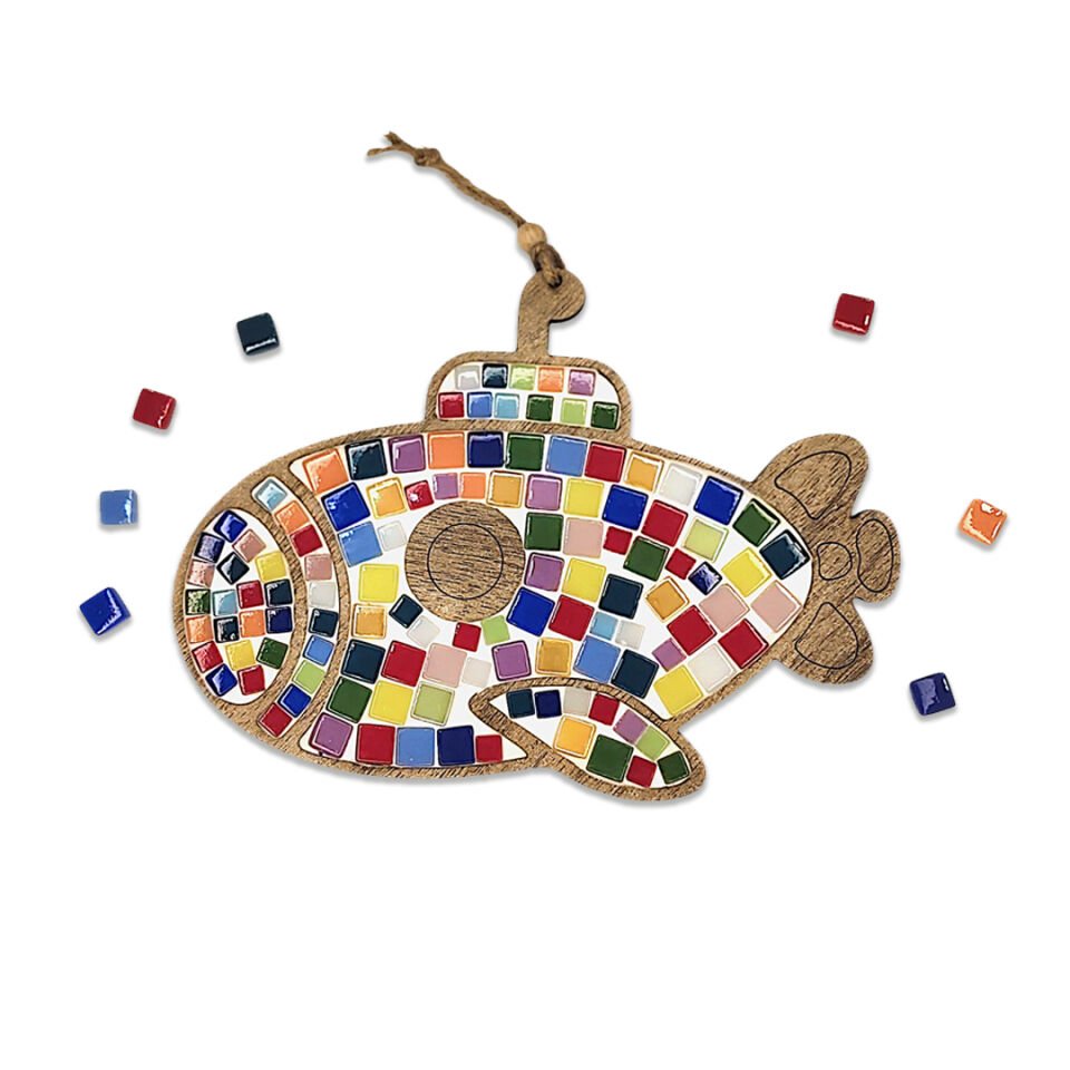 Denizaltı Mozaik Sanat Seti- Ahşap Figürlü Sanatsal Mozaik Çocuk Etkinlik Seti-Kendin Yap Seti