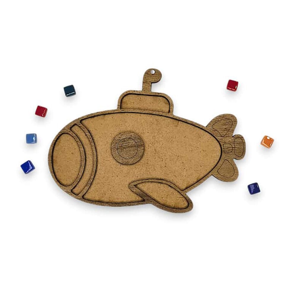 Denizaltı Mozaik Sanat Seti- Ahşap Figürlü Sanatsal Mozaik Çocuk Etkinlik Seti-Kendin Yap Seti