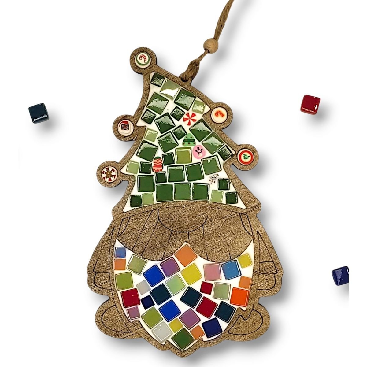 Noel Baba Figürü - Mia Ahşap Mozaik Seti- Çocuk Aktivite Seti - Standart Atölye