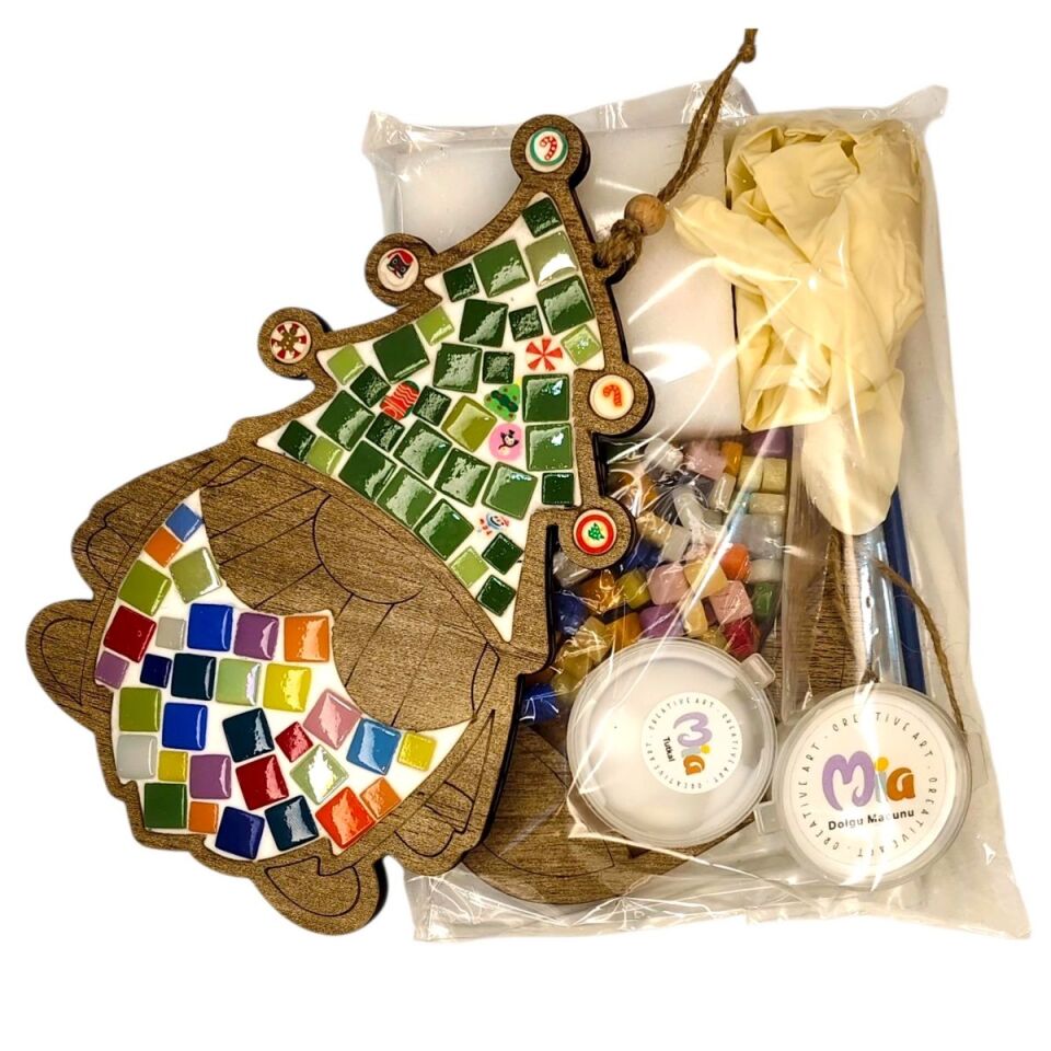 Noel Baba Figürü - Mia Ahşap Mozaik Seti- Çocuk Aktivite Seti - Standart Atölye