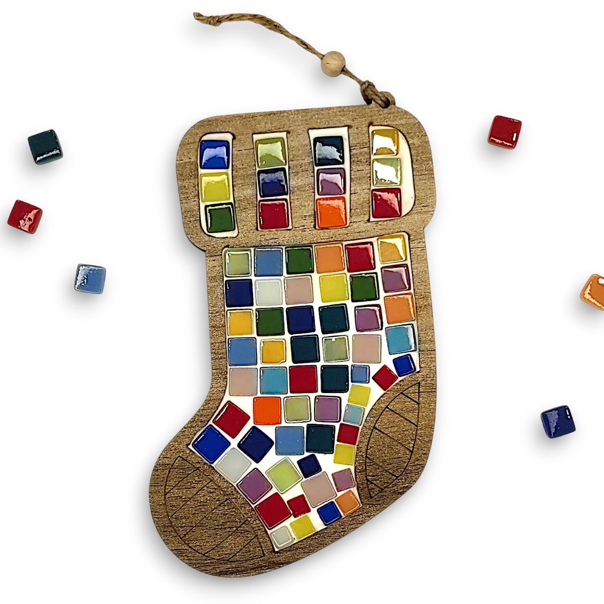 Yılbaşı Çorap Figürü - Mia Ahşap Mozaik Seti- Çocuk Aktivite Seti - Standart Atölye