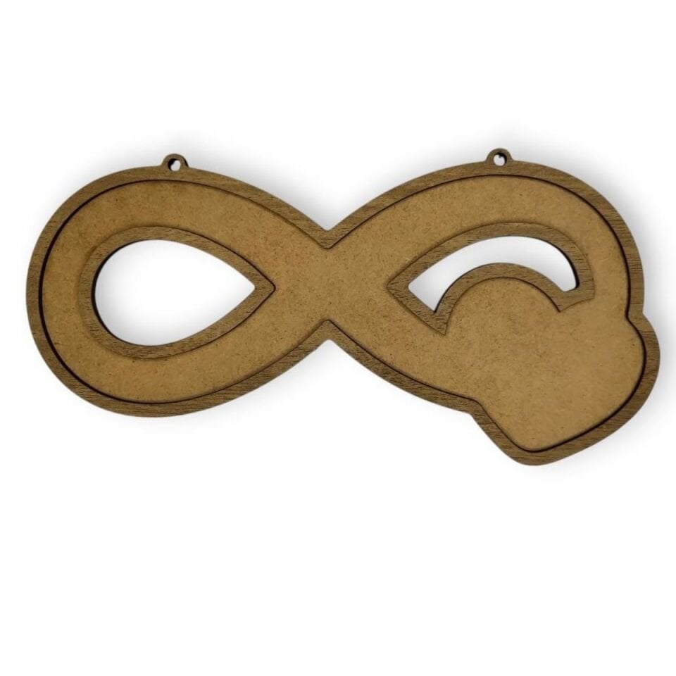 Sonsuzluk Figürü-Ahşap Görünümlü Özel Kaplamalı Kolay Silinen Ahşap Baz (Ham MDF Değil)- 32,5x16cm