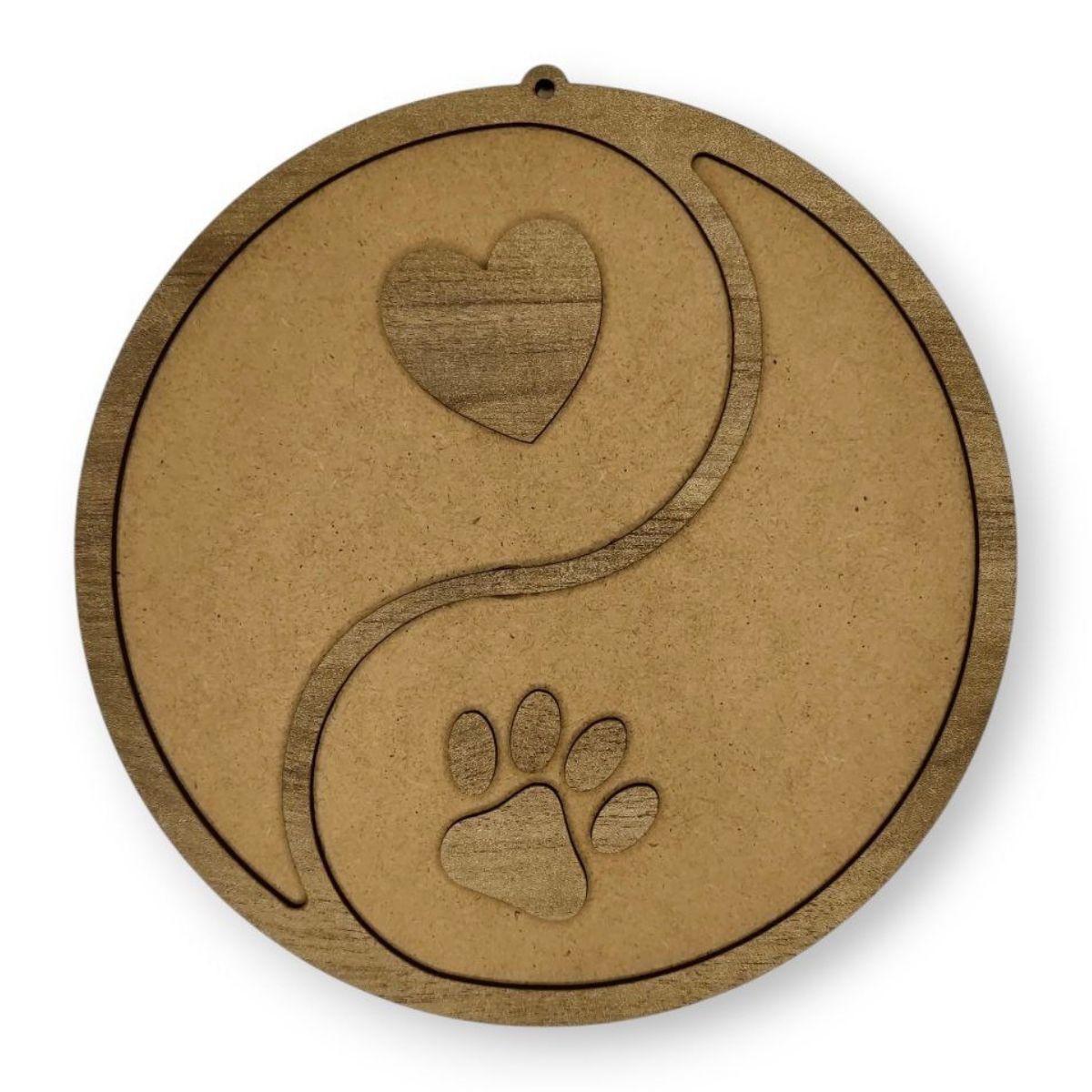 Yin Yang Figürü-Ahşap Görünümlü Özel Kaplamalı Kolay Silinen Ahşap Baz (Ham MDF Değil)- 26x26cm