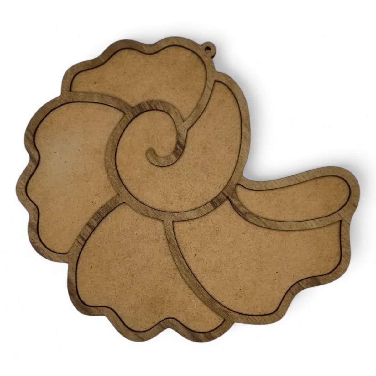 Deniz Kabuğu 1 Figürü-Ahşap Görünümlü Özel Kaplamalı Kolay Silinen Ahşap Baz (Ham MDF Değil)- 30x27cm