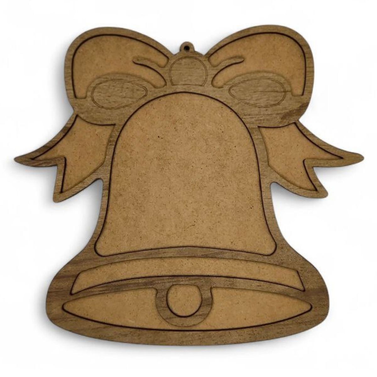 Yılbaşı Çanı Figürü-Ahşap Görünümlü Özel Kaplamalı Kolay Silinen Ahşap Baz (Ham MDF Değil)- 22x25cm